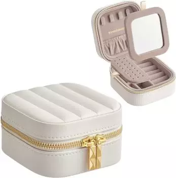 Gerster Reise-Schmuckk&auml;stchen mit Spiegel, wei&szlig;/gold, 10,5x6x10,5cm (002543055901)