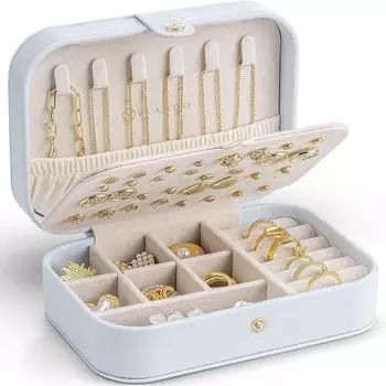 LuxusKollektion Schmuckk&auml;stchen Reise Damen, cremeblau, klein (Vlando)