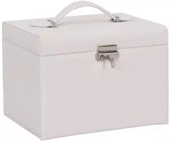 vidaXL Schmuckkasten 4 Schichten mit Spiegel, abschlie&szlig;bar, wei&szlig; (22.5x17.5x16.5cm)
