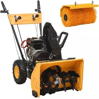 vidaXL 2-in-1 Schneefräse und Kehrmaschine, Benzin, 6,5PS (152161)
