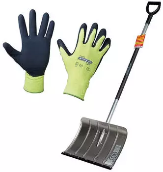 Freund-Victoria Alu-Schneeschieber mit Flüsterkante inkl. Handschuhe Active Grip