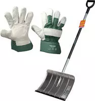 Freund-Victoria - Alu-Schneeschieber mit Fl&uuml;sterkante inkl. Handschuhe Worker