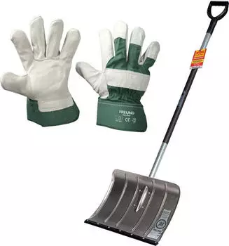 Freund-Victoria Alu-Schneeschieber mit Flüsterkante inkl. Handschuhe Worker