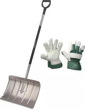 Freund-Victoria Alu-Schneeschieber mit Stahlkante inkl. Handschuhe Worker