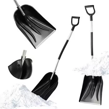 Kadax Cenrau Schneespaten ohne Stiel mit Alukante und ergonomischem D-Griff 38 cm Schwarz