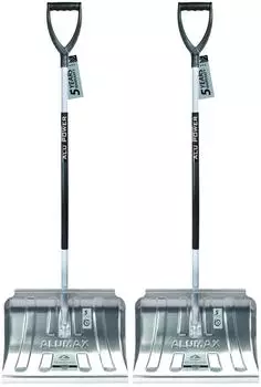 Prosperplast 2x Metall Schneeschaufel mit Griff Metall-Blatt Aluminium-Stiel