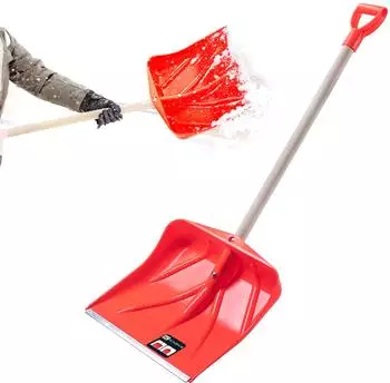 Kadax Schneeschieber mit Holzstiel, 50cm, Orange (K3678)