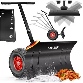 Masko Schneeschaufel auf R&auml;dern, h&ouml;henverstellbar (5-fach), 75cm Arbeitsbreite