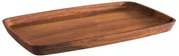 APS Servierbrett, Brett aus ge&ouml;ltem Akazienholz, Tablett aus Holz, Holzbrett f&uuml;r den Service, braun, 18 x 30 cm, 2 cm H&ouml;he