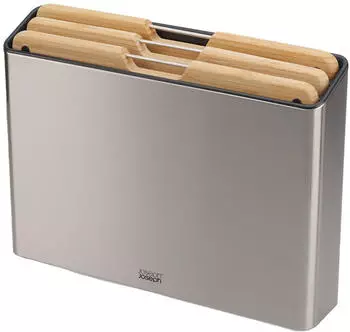 Joseph Joseph Folio Schneidebrett-Set mit Aufbewahrungsbox 3-teilig Edelstahl/Bambus (60229)