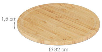 Relaxdays Servierbrett Pizzateller 4er Set Bambus H32 cm rund natur (10046302)