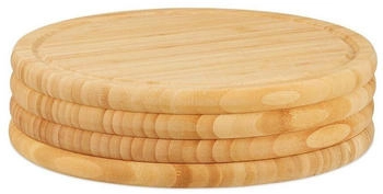 Relaxdays K&uuml;chenbrett Natur rund 4er Set Bambus 30 cm