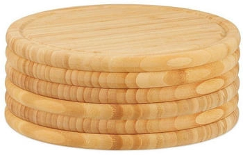 Relaxdays K&uuml;chenbrett Bambus rund 30 cm (6er Set)