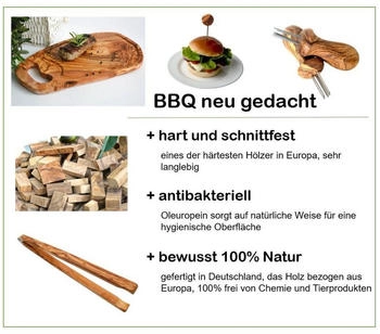 Olivenholz-erleben Olivenholz erleben Steakbrett mit Saftrille und Griff aus Olivenholz inklusive Große Gravur 35 - 39 cm