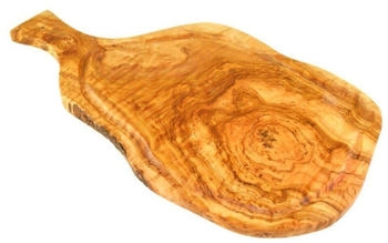 Olivenholz-erleben Olivenholz erleben Steakbrett mit Saftrille und Griff aus Olivenholz inklusive Große Gravur 40 - 44 cm