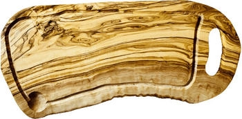 Olivenholz-erleben Olivenholz erleben Steakbrett mit Saftrille und Grifflasche aus Olivenholz inklusive Große Gravur 40 - 44 cm