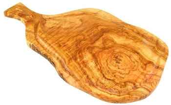 Olivenholz-erleben Olivenholz erleben Steakbrett mit Saftrille und Griff aus Olivenholz inklusive Große Gravur 45 - 49 cm