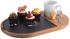 APS Servierbrett 2-teilig 28 x 17,5 cm Absatz Ø 5 cm Akazienholz mit Naturschieferplatte