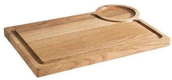 APS Servierbrett Oak aus geöltem Eichenholz Saftrinne Ø 9,5 cm runde Aussparung 25 x 37 cm H2cm