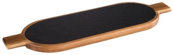 APS Servierbrett 2-teilig 40x15 cm Akazienholz mit Naturschieferplatte