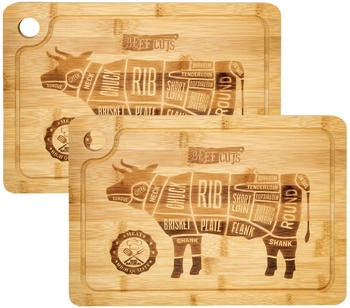 Dune Design Schneidebrett Bambus 2er Set 33 x 23 x 2 cm mit Saftrille (16614)