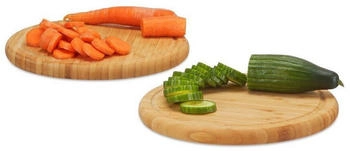 Relaxdays Set Küchenbrett pflegeleicht natürlich messerschonend Natur 30 cm rund Bambus 2er Pack