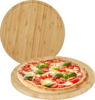 Relaxdays Pizzateller, 2er Set, Bambus, &Oslash; 32 Cm, Servierbrett F&uuml;r Pizza,