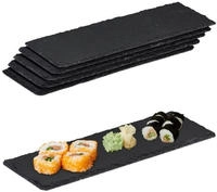 Schieferplatte 6er Set, L&auml;ngliche Servierplatten Aus Schiefer, Servieren &