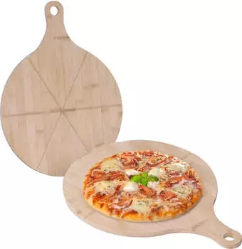 Relaxdays Bambus Pizzateller im 2er Set Hellbraun