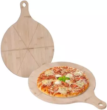 Relaxdays 6x Bambus Pizzateller Hellbraun