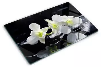 Tulup Schneidebrett aus Geh&auml;rtetem Glas 80x52cm Orchidee, Rutschfest, Hitzebest&auml;ndig (010010520060000000629)