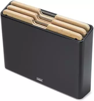 Joseph Joseph FOLIO Schneidebrett-Set 3-teilig Bambusholz Edelstahl St&auml;nder bambus schwarz (1000077)