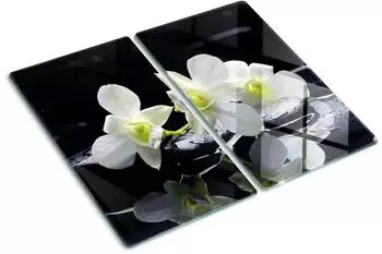 Tulup Glas-Herdabdeckplatte Orchidee, zweiteilig, 2x30x52cm (010010520010000000629)