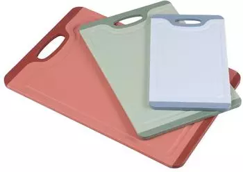 Kesper Schneidebrett 3er-Set, Kunststoff, Rutsch-Stopp, spülmaschinengeeignet (92228)