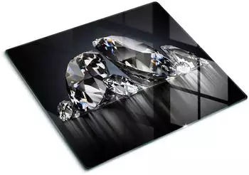 Tulup Herdabdeckplatte & Schneidebrett aus Glas, Diamanten-Motiv, 60x52cm (010010520040000007765)