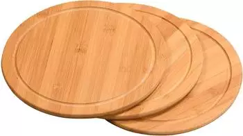Kesper Fleischteller mit Saftrille, Bambus, 25cm, 3er-Set (50242)