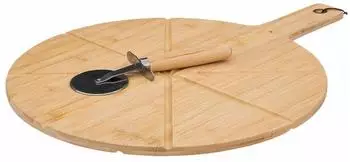 JJA Pizza-Schneidebrett mit Pizzaschneider, Bambus, 37cm (FIVE23-189624)