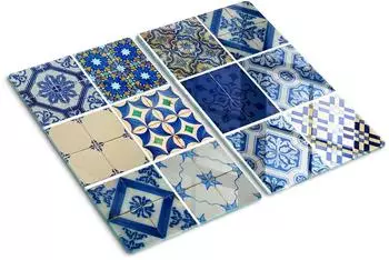 Tulup Glas-Herdabdeckplatte Portugiesische Fliesen, zweiteilig 2x30x52cm (010010520010000006139)