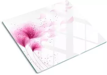 Tulup Herdabdeckplatte Glas rosa Blume 60x52cm (010010520040000006344)