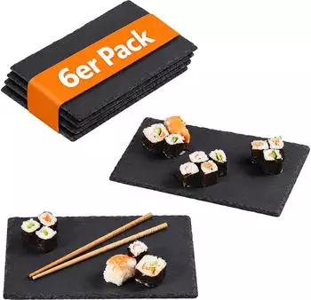 Relaxdays Schieferplatten-Set, 20x30cm, rechteckig, 6er-Set