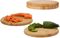 Relaxdays - Fr&uuml;hst&uuml;cksbrettchen 4er Set, Bambus, Rund, 25 Cm, K&uuml;chenbrett,