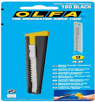 Olfa Cutter-Messer 180 Black 9mm Klinge, Metall, schwarz (AR180-BLACK)