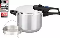 Elo Schnellkochtopf "Praktika Plus 6l mit D&uuml;nsteinsatz" Set, 3 Stk. tlg. Edelstahl