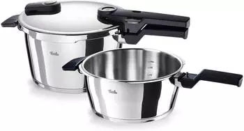 Fissler Vitaquick Elemental Schnellkochtopf Set 3 tlg Edelstahl 4,5 + 2,5 l Induktion Silber