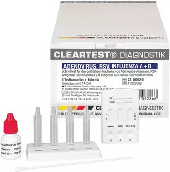 Cleartest Adenovirus RSV Influenza A+B Test 5 Stück