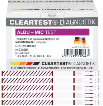 Cleartest Albu-Mic Teststreifen Albumin Urin Schnelltest 30 Stck.