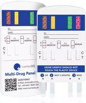 LuxmedIQ 2x Drogenschnelltest für 8 Drogenarten Urin Drogentest Multi Testkassette 2 St
