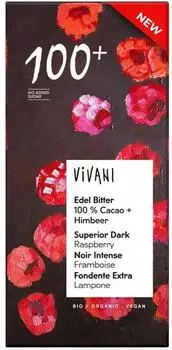 Vivani Edel Bitter 100% + Himbeere Bio 80g