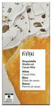 Vivani Wei&szlig;e Stracciatella Nibs Schokolade Bio 80g