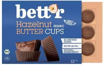 Bett'r Hazelnut Butter Cups Box Bio 12x13g